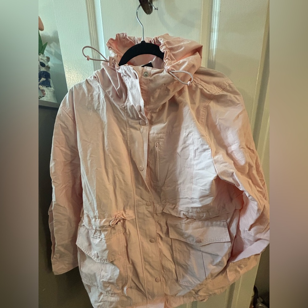 Pink J-Crew anorak coat